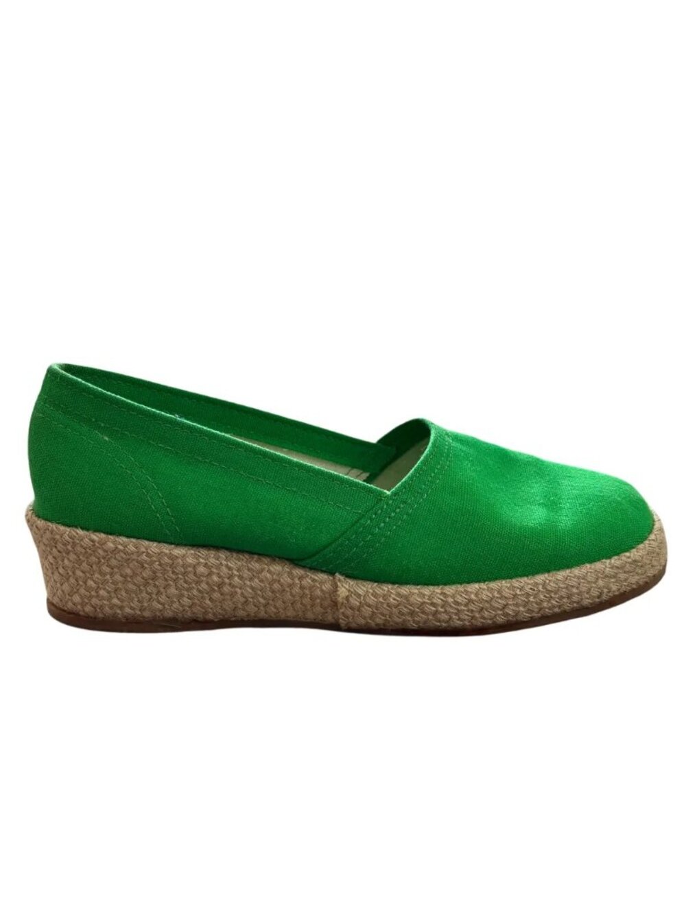 VTG SEARS Slip On Platform Wedge Espadrilles in Kelly Green  60s 70s  SZ 8.5